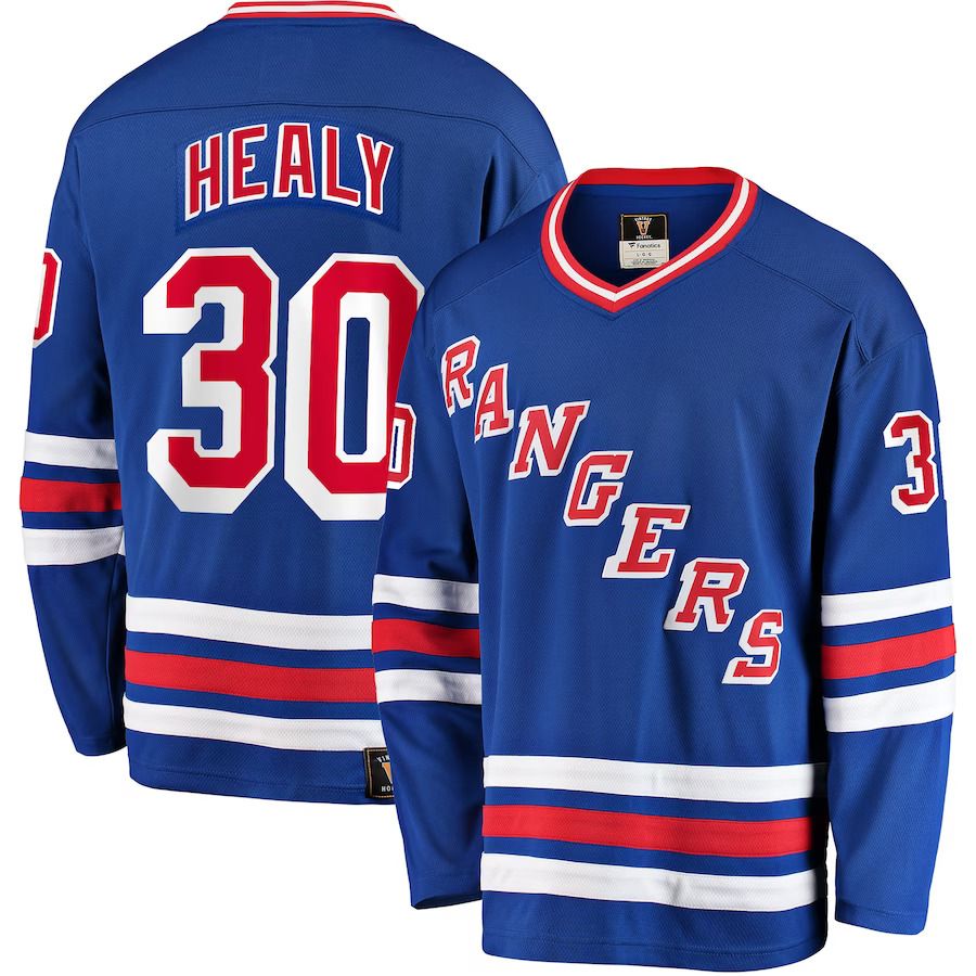 Men New York Rangers #30 Glenn Healy Fanatics Branded Blue Premier Breakaway Retired Player NHL Jersey